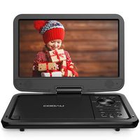 COOAU 12.5" Portable DVD Player with HD Swivel Screen, 5 Hours Built-in Rechargeable Battery, Region Free, Support USB/SD Card, 3.5mm Audio Jack, Remote Control, Resume Playback, Black