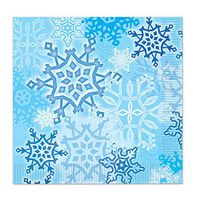 Club Pack of 192 Snow White and Blue Snowflake Christmas Disposable Luncheon 2-Ply Napkins 6.5"