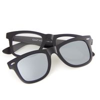 Cyxus [2-in-1 Set] Blue Light Blocking Glasses with Clip On Polarized Sunglasses, Retro Lightweight Frame Men/Women (Silver)