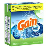 Gain Powder Laundry Detergent with Oxi Boost, ICY Fresh Fizz Scent, 63 Loads, 100oz