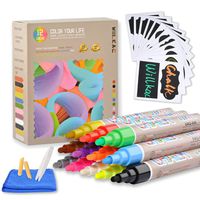 Erasable Liquid Chalk Markers, (12 Pack 6mm) Neon Chalkboard Markers Erasable Pens for Bistro Boards, Blackboard, Glass, Cleaning Cloth, 24 Chalkboard Labels, Reversible Bullet and Chisel Tip