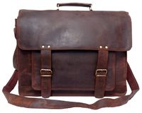 Touch of Leather 16 Inch Retro Buffalo Hunter Vintage Leather Laptop Messenger Bag Office Briefcase College Bag For Men and Women/Fits upto 15.6 Inch Laptop