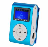 Mini Clip Metal Mp3 Player With LCD Screen + Micro / TF Slot Mp3 Black Support 16GB (not include SD card） (Blue)