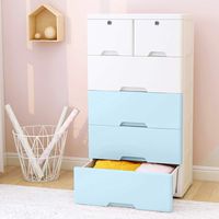 Nafenai Dresser 6 Drawer Storage Cabinet with Locks, Plastic Dresser Drawers for Clothes, Storage Organizer Unit for Bedroom, Kids Playroom, Study Room, Entryway, Hallway - Blue