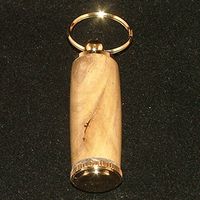 Pill Case Keychain in Coffee Wood and 10k Gold