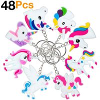 OHill 48 Pack Rainbow Unicorn Keychains Key Ring Decoration Birthday Party Favor Supplies