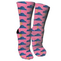 Ggasa98 Pink Thunderstorms Athletic Sports Socks,Travel & Flight Socks,Painting Art Printed Funny Socks.