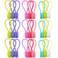 Wallinton Magnetic 27Pcs/Set Reusable Silicone Twist Ties with Strong Magnet for Bundling Organizing Cable Cord Household Snake Clips (9 Colors)