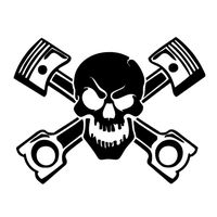 Piston Skull Vinyl Decal Sticker | Cars Trucks Vans Walls Laptops Cups | Black | 5.5 inches | KCD1034