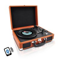Upgraded Version Pyle Vintage Record Player, Classic Vinyl Player, Turntable, Rechargeable Batteries, Bluetooth Enabled Devices, MP3 Vinyl, Music Editing Software Included, Works w/ Mac & PC, 3 Speed