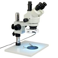 OMAX 7X-45X Zoom Trinocular Stereo Microscope + 144 LED Ring Light