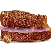 Copper Super Glitter Ribbon 5/8" X 10 Yards