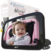 The ONLY Safe Baby Car Mirror for Adjustable Headrests, Strong Stable Attachment with NO Slippery Straps | Safest Design for Rear Facing Car Seats | Crash Test Proven | Shatterproof | Extra Large