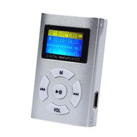 Mini MP3 Player USB 2.0 FM Radio LCD Screen Support for 32GB Micro SD TF Card by GOTD - Metal Case Silver