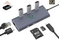 USB C 8-in-1 Adapter, SD Card Reader, 1Gbps Ethernet Adapter, 4K USB C to HDMI, TF Card, 3USB 3, for Apple Computer & Type C Windows Laptops + 1 Free USB Type C to USB 3.0 Adapter