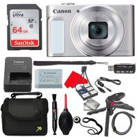 Canon PowerShot SX620 HS Digital Camera (Silver) with 64GB Memory Card + Hand Grip Tripod + Complete Accessory Bundle (11 Items)