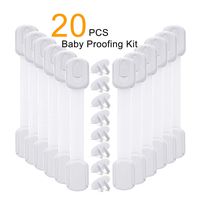 Baby Proofing Cabinet Strap Locks - Vkania 20 Pcs Kids Proof Kit - Child Safety Drawer Cupboard Oven Refrigerator Adhesive Locks - Adjustable Toilets Seat Fridge Latches - No Drilling