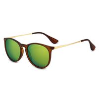 SUNGAIT Vintage Round Sunglasses for Women Classic Retro Designer Style (Brown Frame(Matte Finish)/Yellow-Green Lens) 1567 CKHL