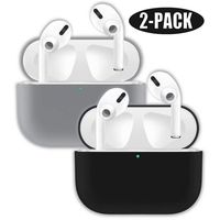 ADWLOF Compatible for AirPods Pro Case, Wireless Charging Supporting, Shockproof Protective Silicone Cover Skin for AirPods Pro Charging Case Series 3,Black&Gray