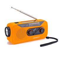 AM/FM WB Weather Radio Solar, Hand Crank Emergency NOAA Radio with LED Flashlight, Charging Indicator, Upgrade to 2000mAh Power Bank Phone Charger (Orange)
