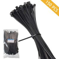 Cable Ties 8 Inch, Multi-Purpose Cable Tie (150 Piece), Zip Ties 8 Inch, Black (8"(200mm))