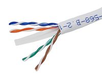 100 Ft - UTP Cat. 6 Bulk Cable, (UL/CSA) in-Wall Rated (CMG) 100% Copper 24 Awg Ethernet Solid Copper, Gray Color,