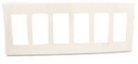 Leviton 80326-SW 6-Gang Decora Plus Wallplate Screwless Snap-On Mount, White