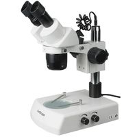 AmScope SW-2B24 Binocular Microscope, WH10x Eyepieces, 20X and 40X Magnification, 2X/4X Objective, Upper and Lower Halogen Lighting, Pillar Stand, 110V-120V
