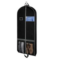 Zilink Breathable Gusset Garment Bags Suit Bag for Travel 60 inch Long Dress Suit Cover with 2 Large Mesh Pockets and a PVC Card Holder, Black