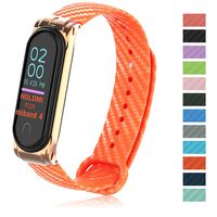 PULILANG Sports Band Replacement Bands Compatible for Xiaomi 3/4 Waterproof Smartwatch Wristband Carbon Fiber TPU Strap (Orange)