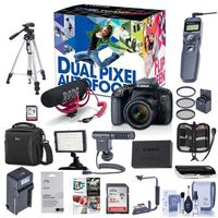 Canon EOS Rebel T7i DSLR Video Creator Kit with EF-S 18-55mm IS Lens, Rode VideoMic Go, 32GB SD Card - Bundle with Camera Case, Video Light, Remote Shutter Trigger, Shotgun Mic, Software Pack and More