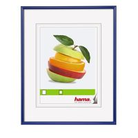 Hama Sevilla Picture Frame 13 x 18 cm with Mat 9 x 13 cm, Glass, Plastic Frame, Hung, blue, 13 Aufhängen