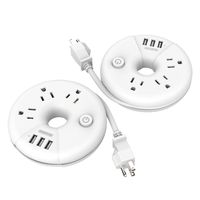 Travel Power Strip 2 Pack, NTONPOWER 3 Outlets 3 USB Portable Desktop Charging Station Short Extension Cord 15 inch for Office, Home, Hotels, Cruise Ship, Nightstand - White