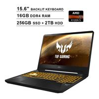 2020 Premium ASUS TUF 15.6 Inch FHD 1080p Gaming Laptop, AMD 4-Core Ryzen 5 3550H up to 3.7GHz, NVIDIA GeForce GTX 1050, 16GB DDR4 RAM, 256GB SSD (Boot) + 2TB HDD, Backlit KB, Windows 10, Black