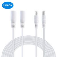NAHAO 2 Pack Power Extension Cable 12ft 2.1mm x 5.5mm Compatible with DC 5V 12V 24V for CCTV Security Camera IP Camera Standalone DVR, LED Strip String Light-Male to Female (White)