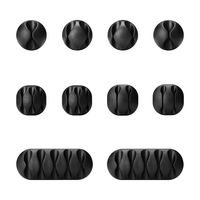 JEERIG Cable Clips Holders Cord Management, Multipurpose Cable Organizer 10 Pcs for Computer, Cell Phone or Charger (Black)