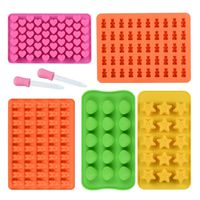 Chocolate Molds Gummy Molds Silicone - Candy Mold and Silicone Ice Cube Tray Nonstick Including Hearts, Stars, Shells & Bears Food Grade Silicone Molds with 2 Droppers