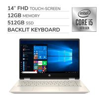 HP Pavilion x360 2-in-1 2019 Premium 14'' FHD Touch Screen Laptop Notebook Computer,Intel 4-Core i5-10210U 1.60 GHz, 12GB RAM,512GB SSD,Backlit Keyboard,No DVD,Wi-Fi,Bluetooth,Webcam,HDMI,Win 10
