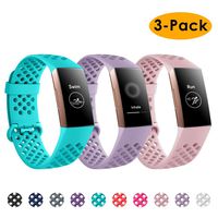 NANW Bands Compatible with Fitbit Charge 3, 3-Pack Silicone Sports Band Breathable Replacement Wristbands Strap Bracelet Bands for Women Men Woven Small Large