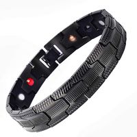 Qucasyl Magnetic Therapy Bracelet for Men Arthritis Relief Pain Health 4 Element Magnet Bracelets Adjustable Size [Free Links Removal Tool]