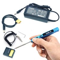 NovelLife 65W Mini TS100 Electric Soldering Iron Kit,Adjustable Temperature,Programmable STM32 Chip,Digital OLED Screen Display,Fast Internal Heating with TS B2 Solder Tip,24V Power Supply,XT60 Cable