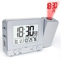 Acrodi Digital Projection Alarm Clock, Large LED Display Clocks for Bedroom, AC & Battery Operated (Silver)