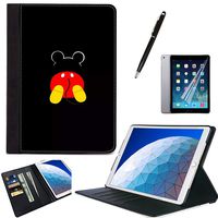 LJX iPad 2 3 4 Case Cover Mickey Mouse PU Leather Wallet Kickstand Flip Cover Card Slots Protective Flip Shockproof Heavy Duty Shell for Apple iPad 2th/3th/4th Generation#A