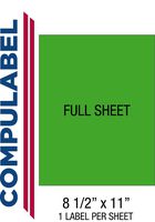 Compulabel Fluorescent Green Labels for Laser Printers, 8-1/2 x 11 Inches Permanent Adhesive, 1 Per Sheet, 1000 Sheets per Carton