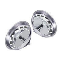 HIGHCRAFT 75111-2 Kitchen Sink Basket Strainer Replacement for Standard Drains (3-1/2 Inch) Chrome Plated Stainless Steel Body With Rubber Stopper