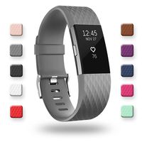 POY Replacement Bands Compatible for Fitbit Charge 2, Special Edition Adjustable Sport Wristbands, Small Gray