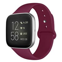 Kmasic Sport Band Compatible with Fitbit Versa/Fitbit Versa 2/Fitbit Versa Lite Edition, Soft Silicone Strap Replacement Wristband Versa Smart Fitness Watch, Wine Red, Large