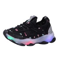 Toddler Baby Kids Boys Girls Diamond LED Lighted Flashing Luminous Skate Sneakers Walking Running Shoes Slip on