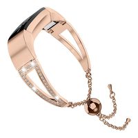Wearlizer Compatible with Fitbit Alta and Alta hr Bands for Women Bracelet Metal Silver Rose Gold Black Pink Metal Replacement Wrist Band Accessories Straps Bangle (Rose Gold1)