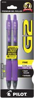 PILOT G2 Premium Refillable & Retractable Rolling Ball Gel Pens, Fine Point, Purple Ink, 2-Pack (31052)